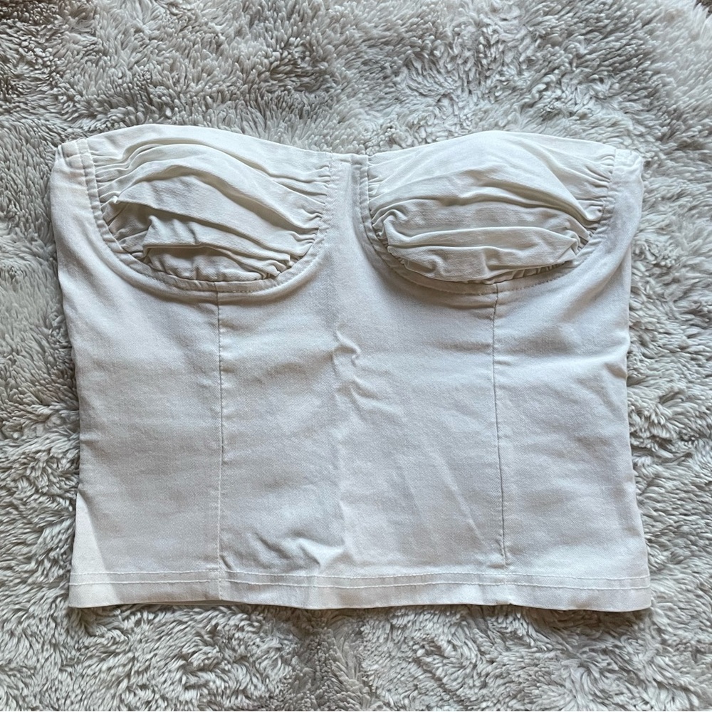 White Strapless Corset style crop top